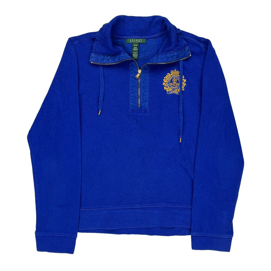 Ralph Lauren Embroidered 1/4 Zip - Medium Blue Cotton