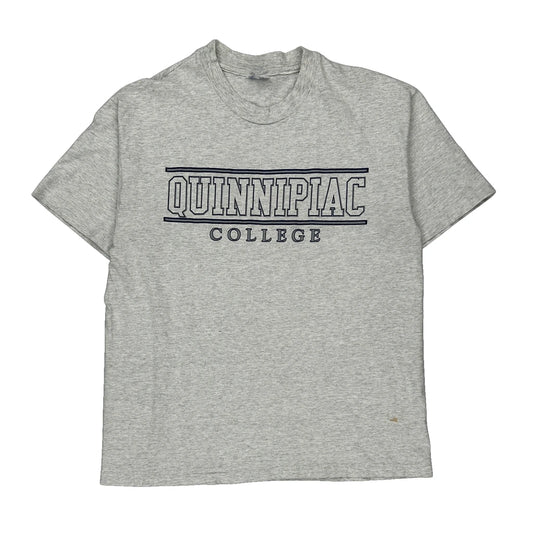 Quinnipiac College Champion Single Stitch T-Shirt - Large Grey Cotton