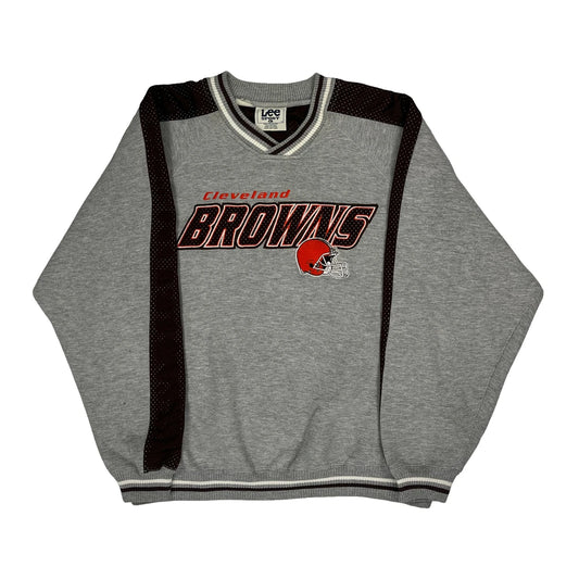 Cleveland Browns Lee Sport Football Sweatshirt - Large Brown Cotton Blend