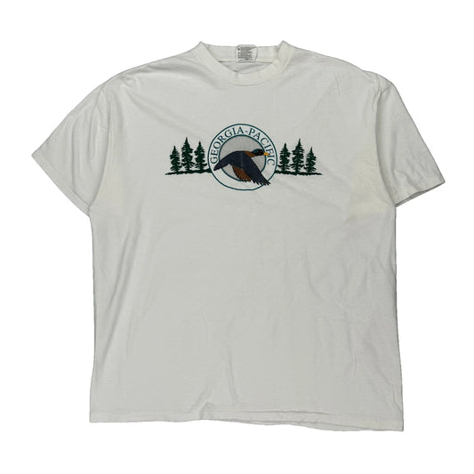 Georgia-Pacific Oneita Graphic T-Shirt - 2XL White Cotton