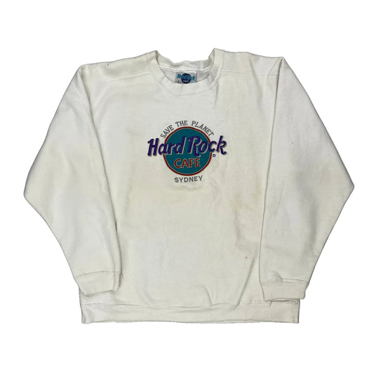 Made In Australia Sydney Hard Rock Cafe Graphic Sweatshirt - Large White Cotton