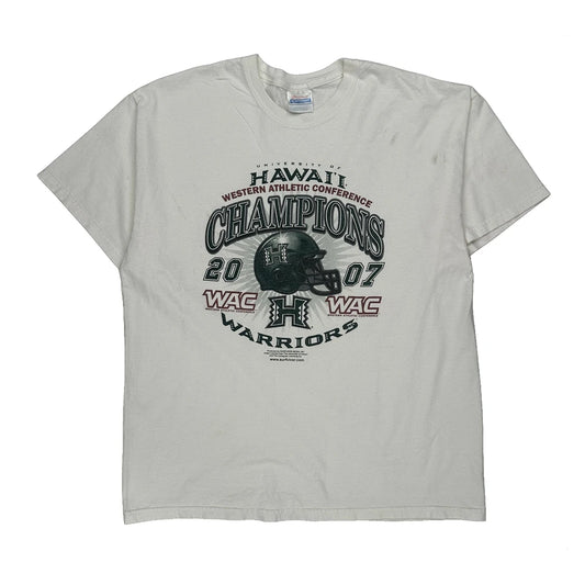 University Of Hawaii Western Athletic Conference Champions 2007 Hanes Graphic T-Shirt - XL White Cotton