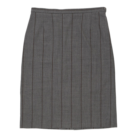 Iceberg Striped Pencil Skirt - 31W UK 12 Grey Wool Blend