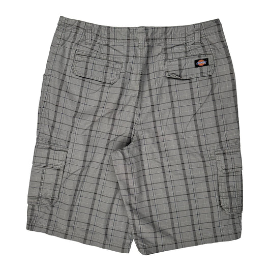 Dickies Checked Cargo Shorts - 38W 10L Grey Cotton
