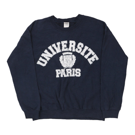 Vintage navy Paris Gildan Sweatshirt - mens large