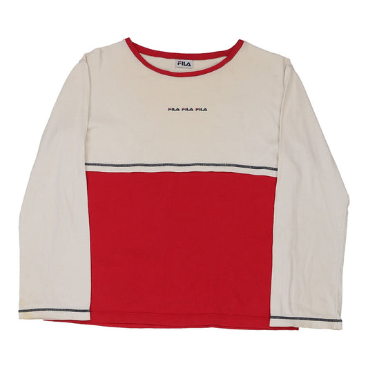 Vintage white Age 10-12 Fila Long Sleeve T-Shirt - boys medium