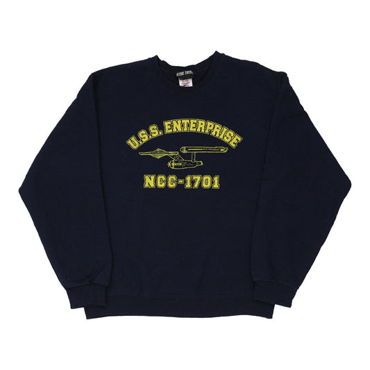 Vintage navy USS Enterprise Jerzees Sweatshirt - mens medium