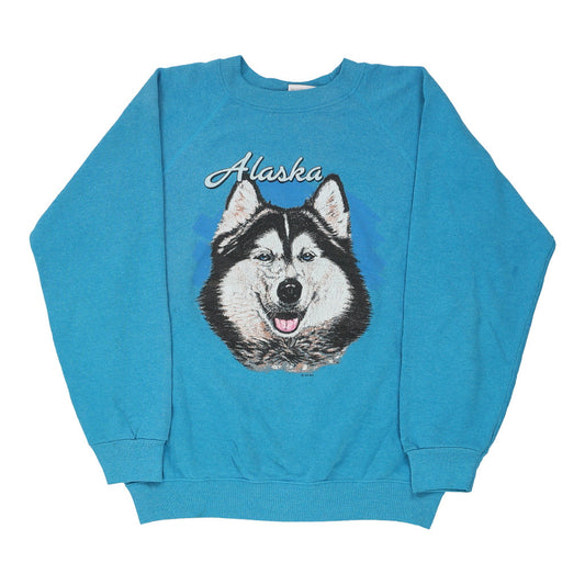Vintage blue 1980's Made in USA Alaska Hanes Sweatshirt - womens medium