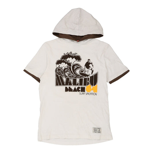 Vintage white Age 13 Malibu Beach Trn Man Hoodie - boys large