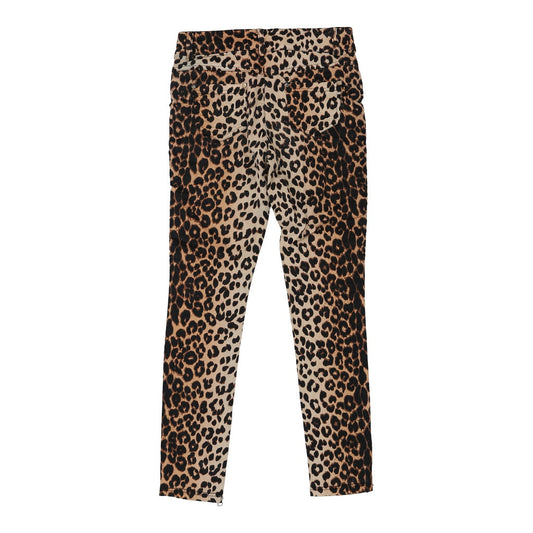 Vintage Skinny Orange Dor Animal print Trousers - 27W UK 8 Brown Cotton Blend