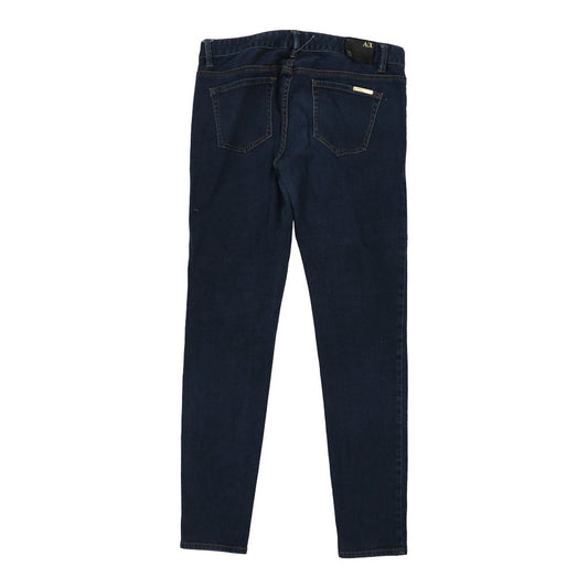 Vintage Armani Exchange Skinny Jeans - 32W UK 10 Blue Cotton Blend
