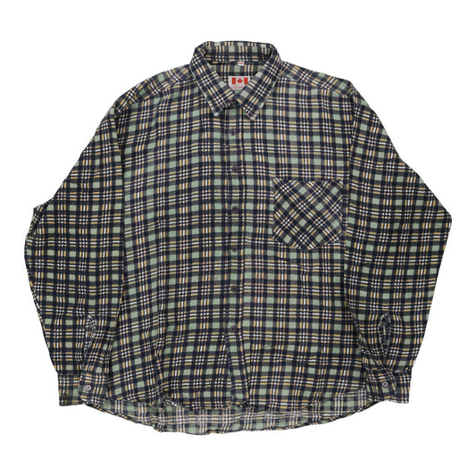 Vintage Canada Checked Flannel Shirt - 2XL Green Polyester Blend
