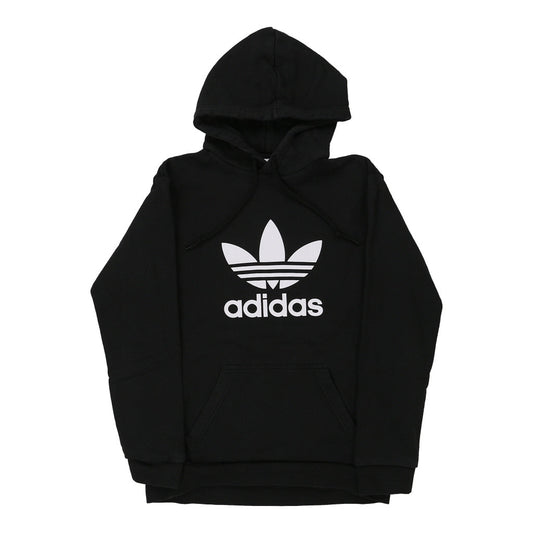 Vintage Adidas Graphic Hoodie - Small Black Cotton Blend