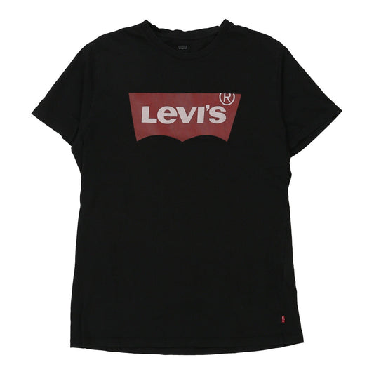 Vintage Levis Spellout T-Shirt - Large Black Cotton