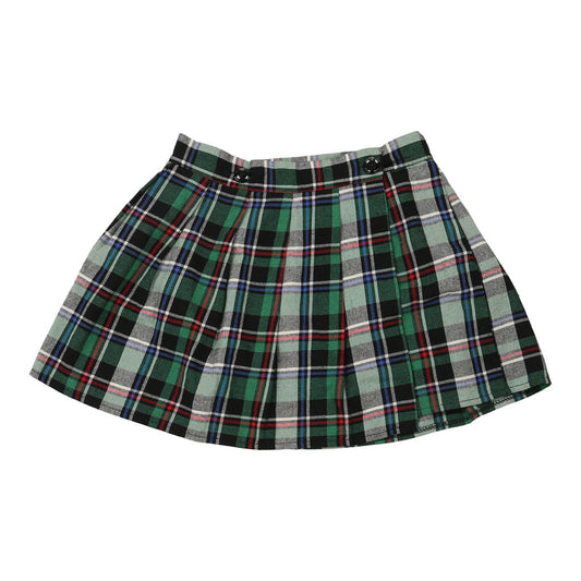 Vintage Zebra Hit Checked Mini Skirt - 30W UK 10 Green Cotton Blend