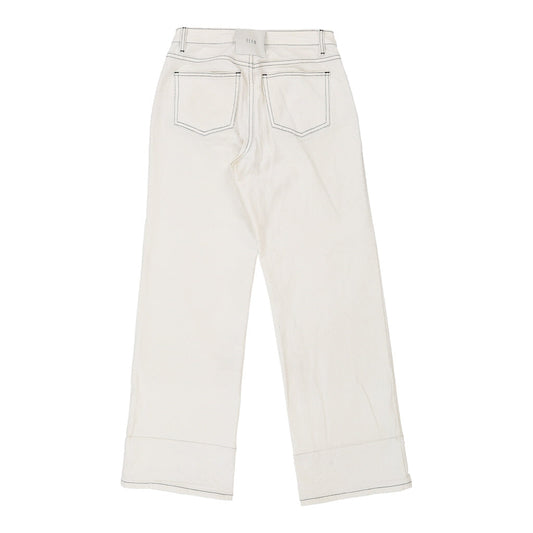 Vintage Eleh Contrast Stitch Trousers - 28W UK 8 White Cotton