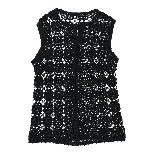 Vintage Crochet Unbranded Dress - Medium Black Cotton