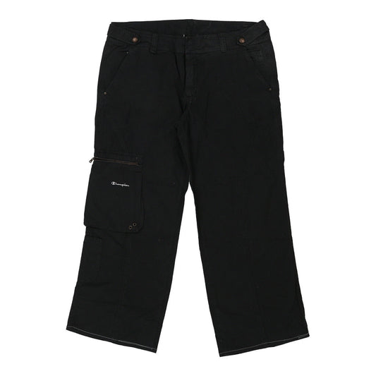 Vintage Champion Cargo Trousers - 34W UK 14 Black Polyester Blend