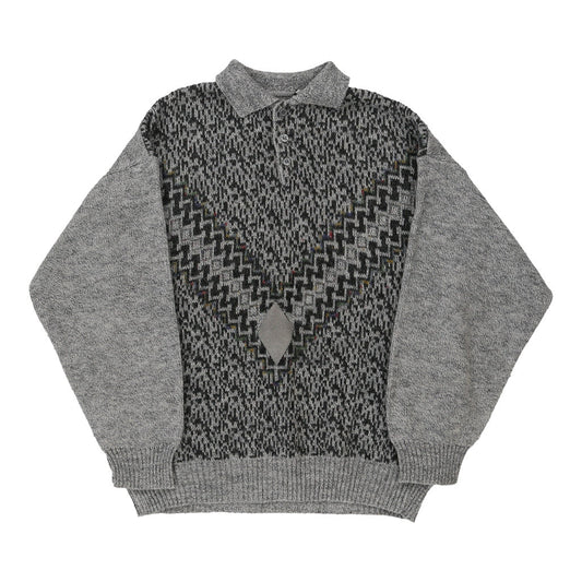 Vintage grey 1980's Unbranded Jumper - mens large