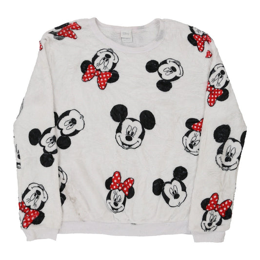 Vintage white Mickey Mouse Pyjama Top Disney Fleece - womens medium