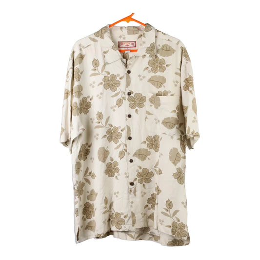 Vintage Caribbean Joe Floral Hawaiian Shirt - XL Beige Viscose Blend