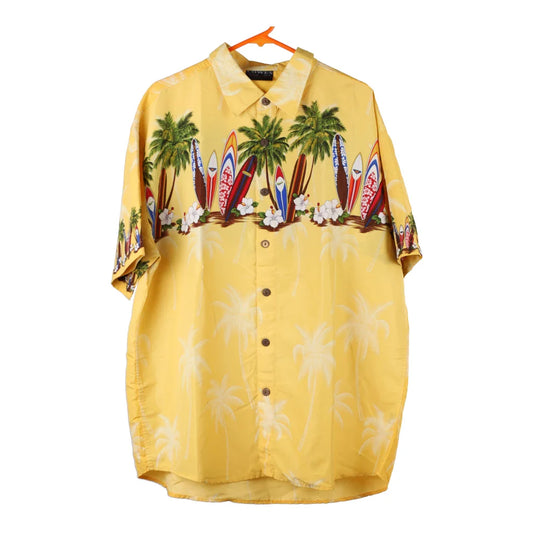 Vintage Lowes Graphic Hawaiian Shirt - 2XL Yellow Viscose Blend