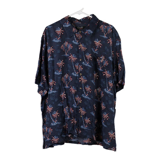 Vintage C&B Graphic Hawaiian Shirt - XL Navy Viscose Blend