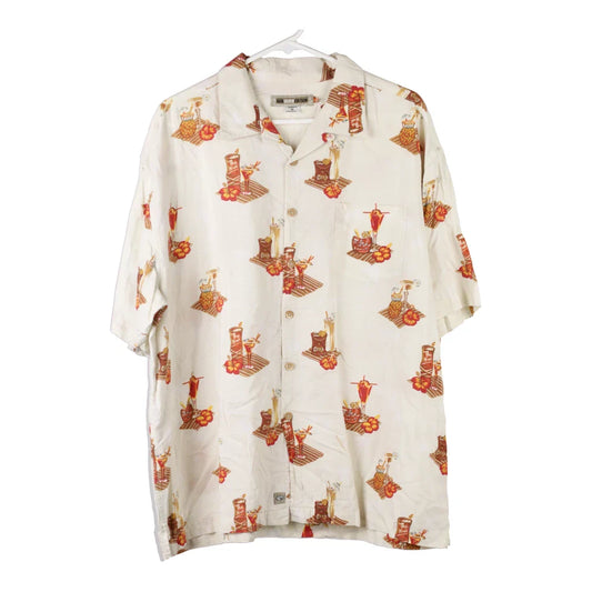 Vintage Quiksilver Graphic Hawaiian Shirt - XL Beige Viscose Blend