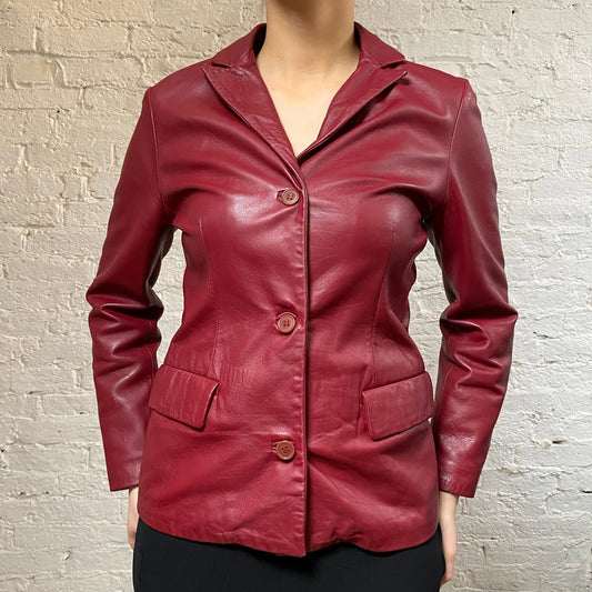Vintage red Unbranded Leather Jacket - womens large