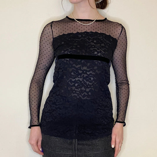 Vintage black Intimissimi Mesh Top - womens small