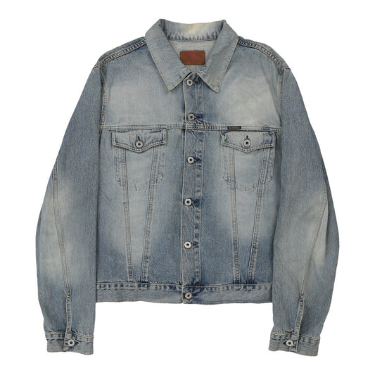 Vintage blue Don't Worry Be Happy Energie Denim Jacket - mens x-large