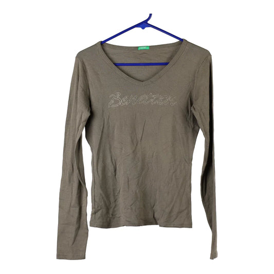 Vintage khaki Benetton Long Sleeve Top - mens medium
