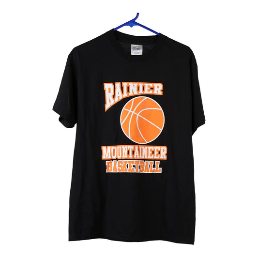 Vintage black Rainier Mountaineer Basketball Port & Company T-Shirt - mens medium