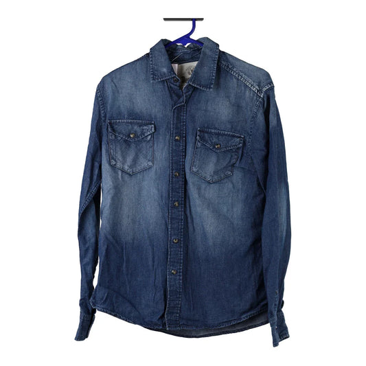 Vintage Unbranded Denim Shirt - Medium Blue Cotton
