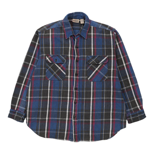 Vintage blue Five Brother Flannel Shirt - mens x-large