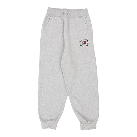 Vintage Tommy Hilfiger Floral Joggers - Small Grey Cotton Blend