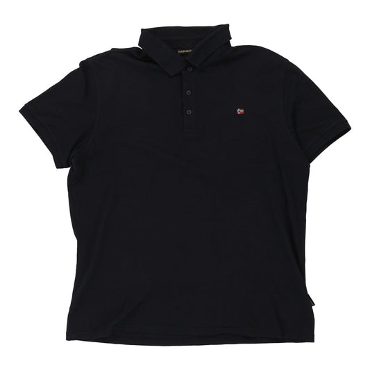 Vintage Napapijri Polo Shirt - 2XL Black Cotton