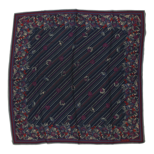 Vintage Valentino Floral Scarf - No Size Navy Silk