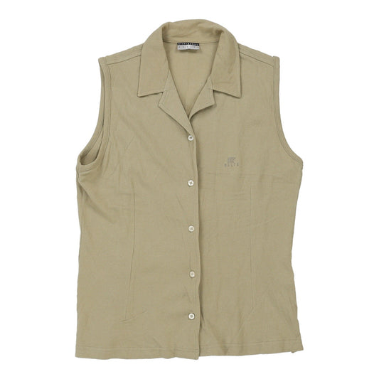 Vintage Belfe Polo Top - Large Beige Cotton
