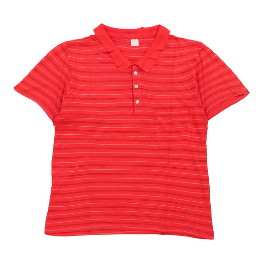 Vintage 1980's Unbranded Striped Polo Shirt - Medium Red Cotton