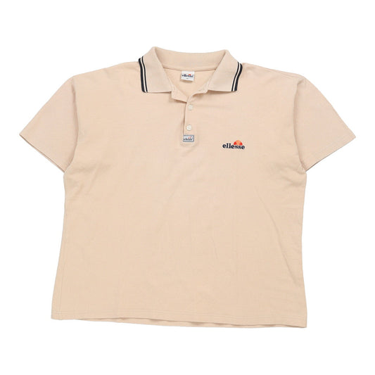 Vintage Ellesse Polo Shirt - XL Beige Cotton