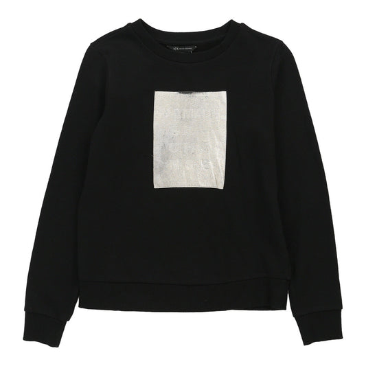 Vintage Armani Exchange Sweatshirt - Small Black Cotton Blend