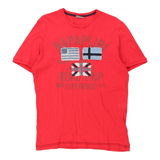 Vintage red Napapijri T-Shirt - mens medium