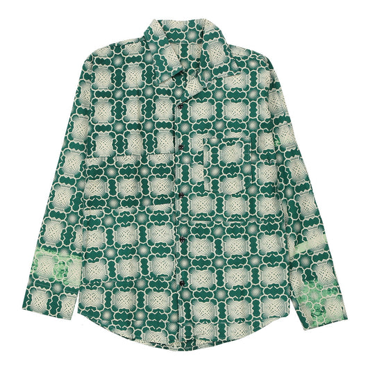 Vintage Unbranded Patterned Shirt - Small Green Cotton