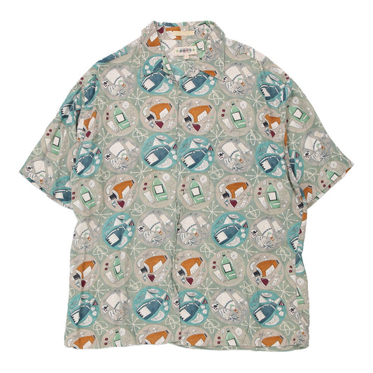 Vintage Campia Patterned Shirt - XL Green Viscose