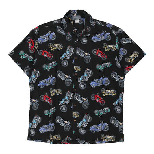Vintage Made in USA High Seas Short Sleeve Shirt - Large Black Cotton