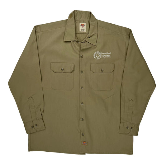 Township Of Chatham Public Works Dickies Shirt - Large Khaki Polyester Blend