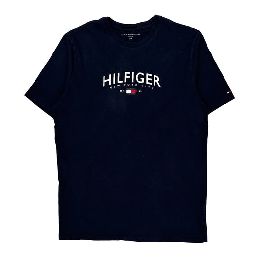 New York City Tommy Hilfiger Spellout T-Shirt - Large Navy Cotton