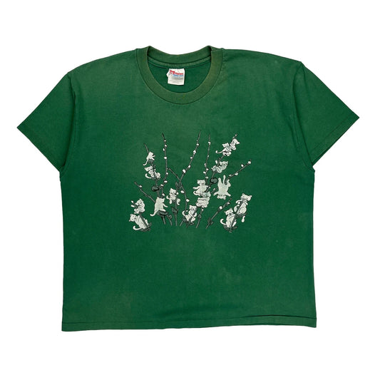 Hanes Single Stitch T-Shirt - XL Green Cotton Blend