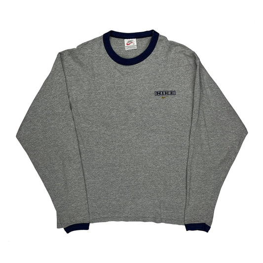 Made In USA Nike Long Sleeve T-Shirt - Medium Grey Cotton